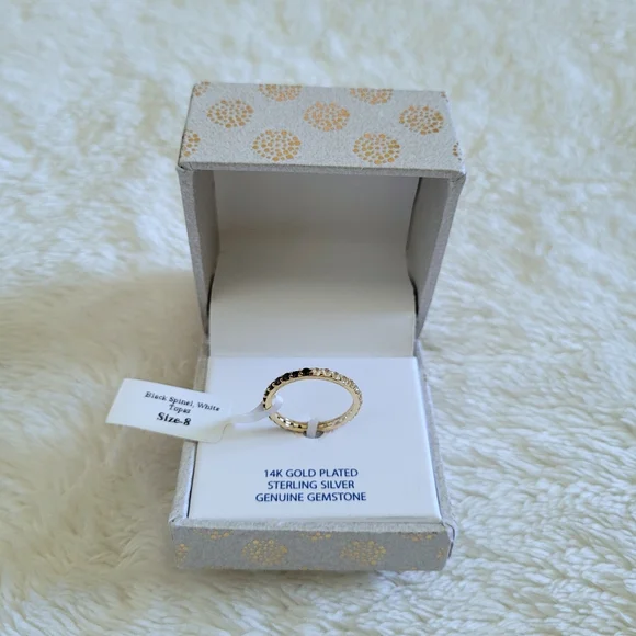 Shivam Black🖤 Spinel and White Topaz Gemstones Eternity♾️ Ring💍 - Picture 9 of 16